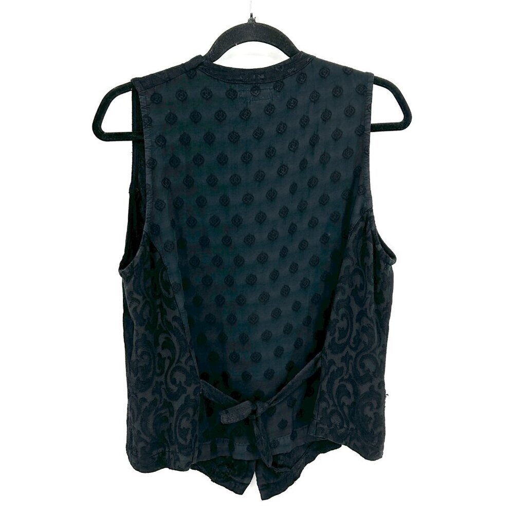 CITRON Women's Black Jacquard Button Up Lightweight Vest Blouse Top Size Medium - Picture 2 of 7